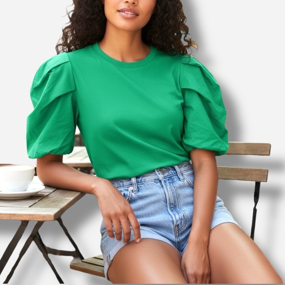 🌸New🌸 Zara Voluminous Pleated Top Size Small Green NWT